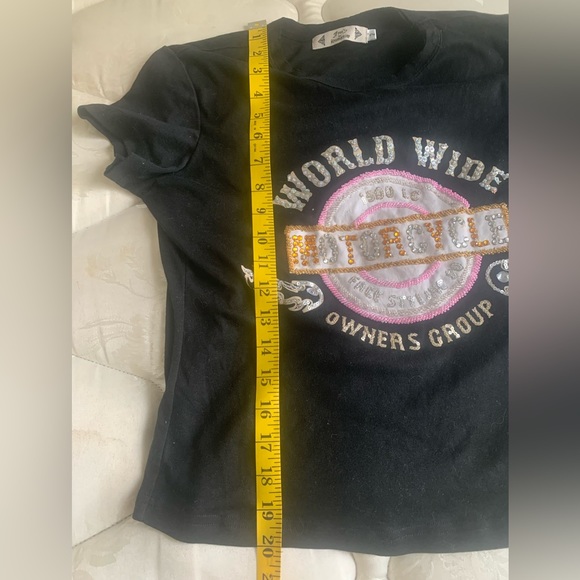Free For Humanity Y2K Bling T-Shirt Motorcycle Size 2 Medium - Picture 4 of 8